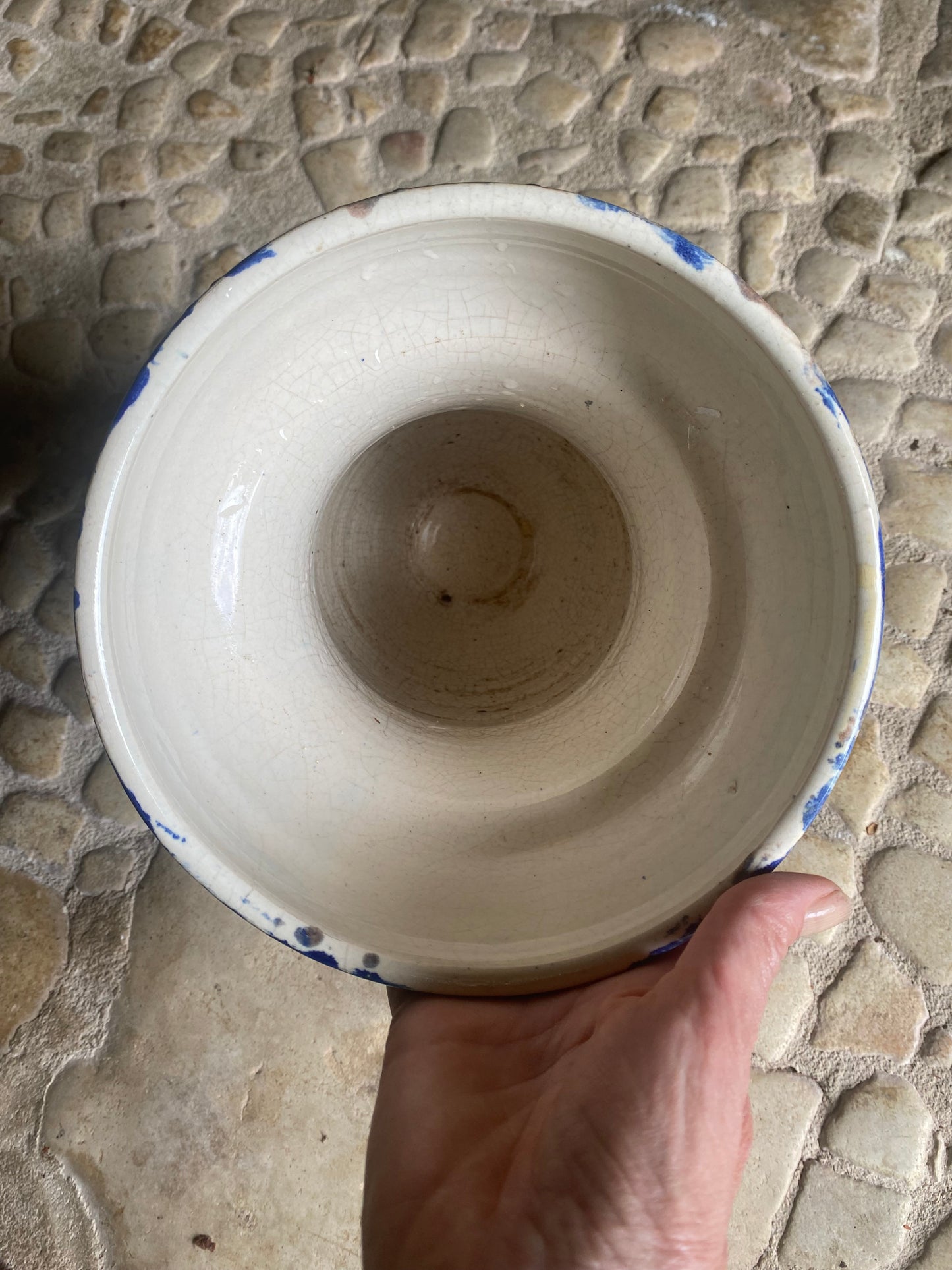 Grand vase Art Déco en grès émaillé tacheté bleu et marron