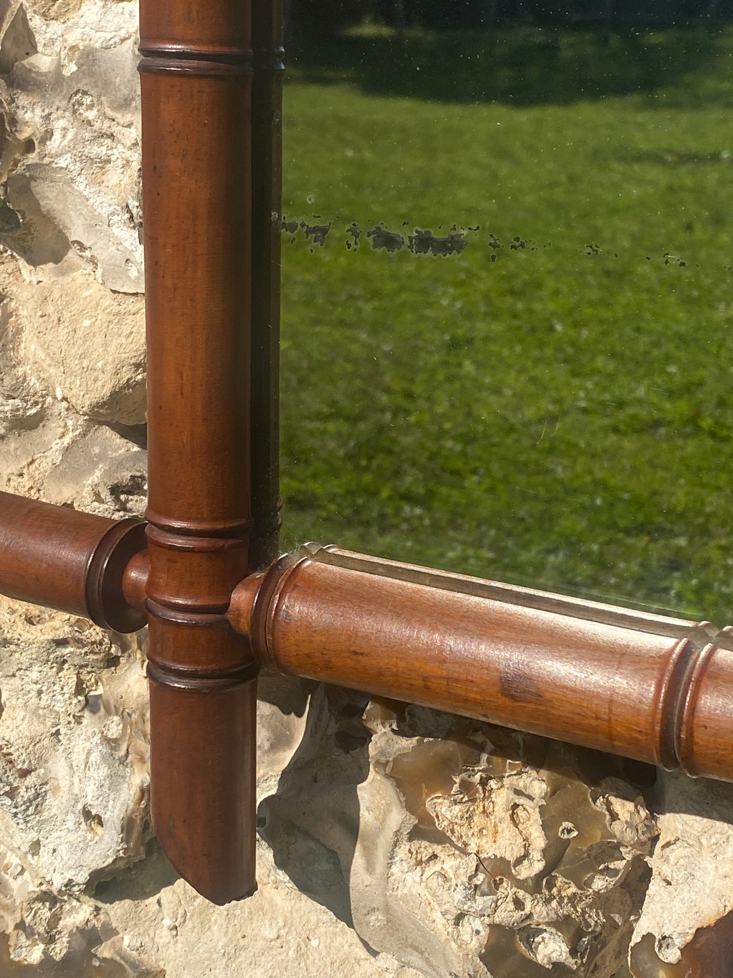 Miroir en bois imitation bambou
