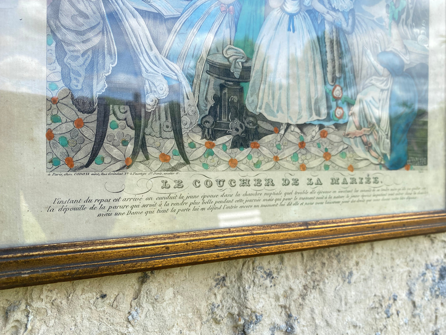 Gravure 19ème Le coucher de la Mariée