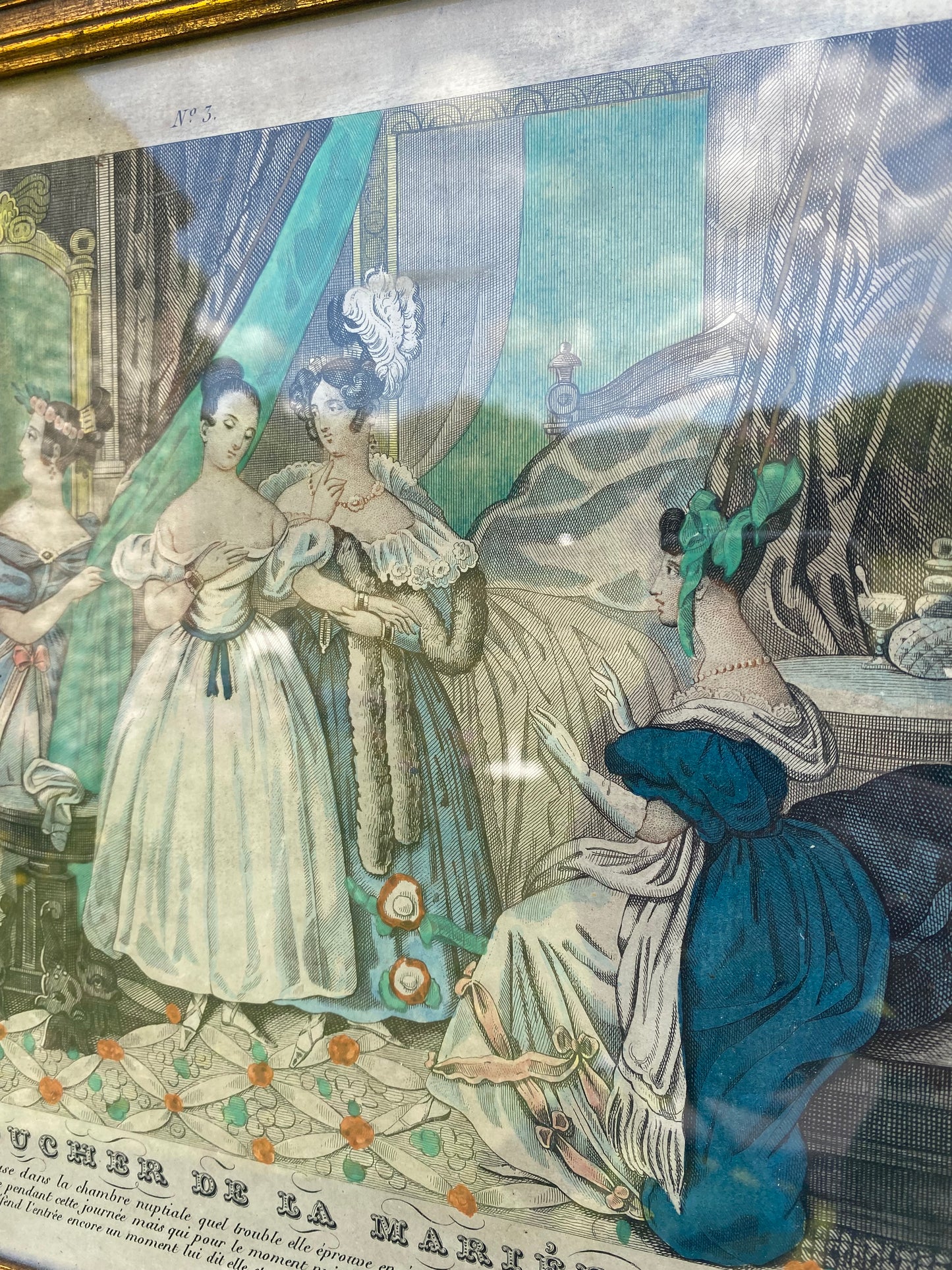 Gravure 19ème Le coucher de la Mariée