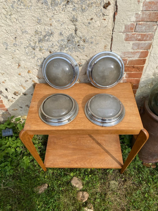 Appliques murales vintage Holophane de style Art Déco - Verre et chrome