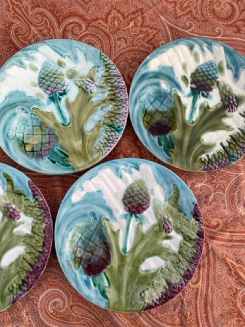 Service en barbotine Keller & Guérin Lunéville – Asperges & Artichauts