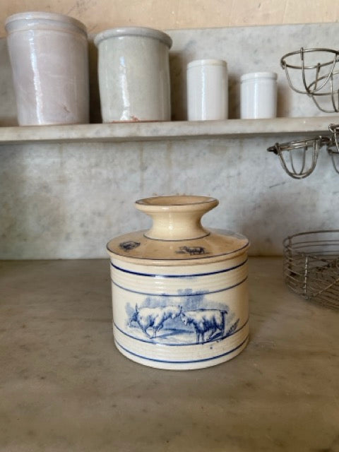 Beurrier à eau ancien en faience