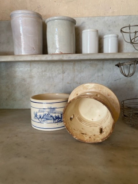 Beurrier à eau ancien en faience