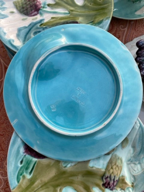 Service en barbotine Keller & Guérin Lunéville – Asperges & Artichauts