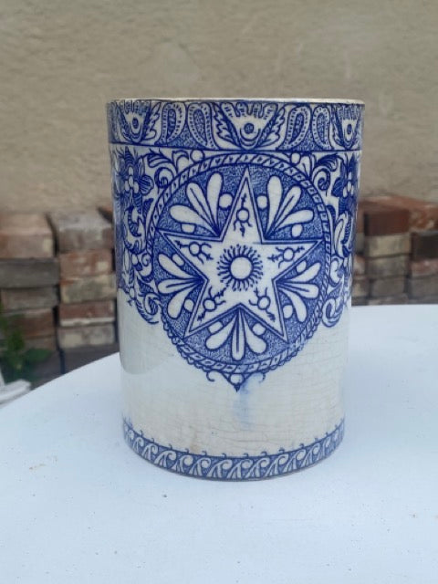 Tasse et chope en porcelaine opaque de Gien - motifs bleus
