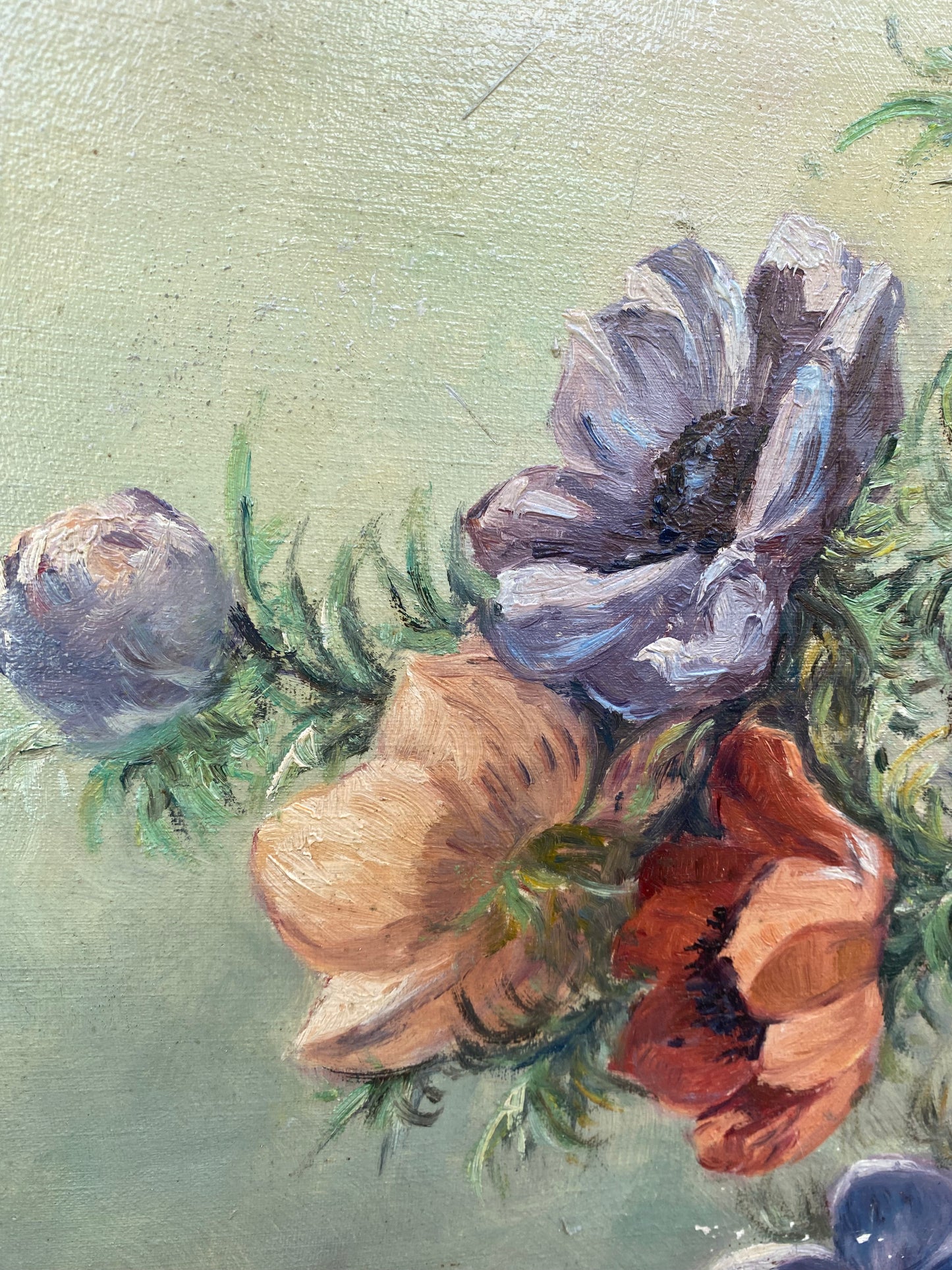 Tableau nature morte aux anémones