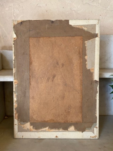 Tableau ancien huile sur toile - Coeur de village