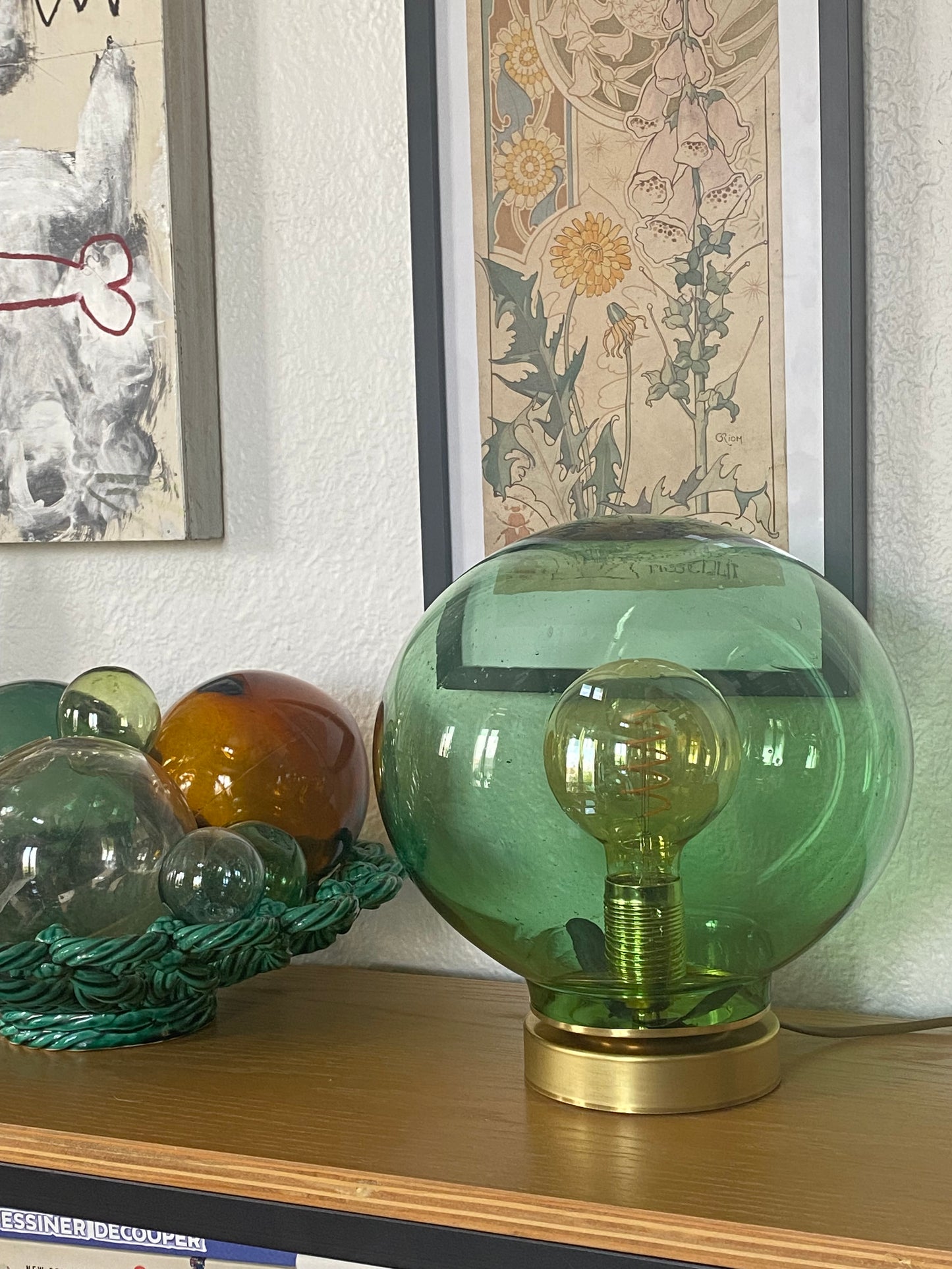 Lampe vintage en verre soufflé