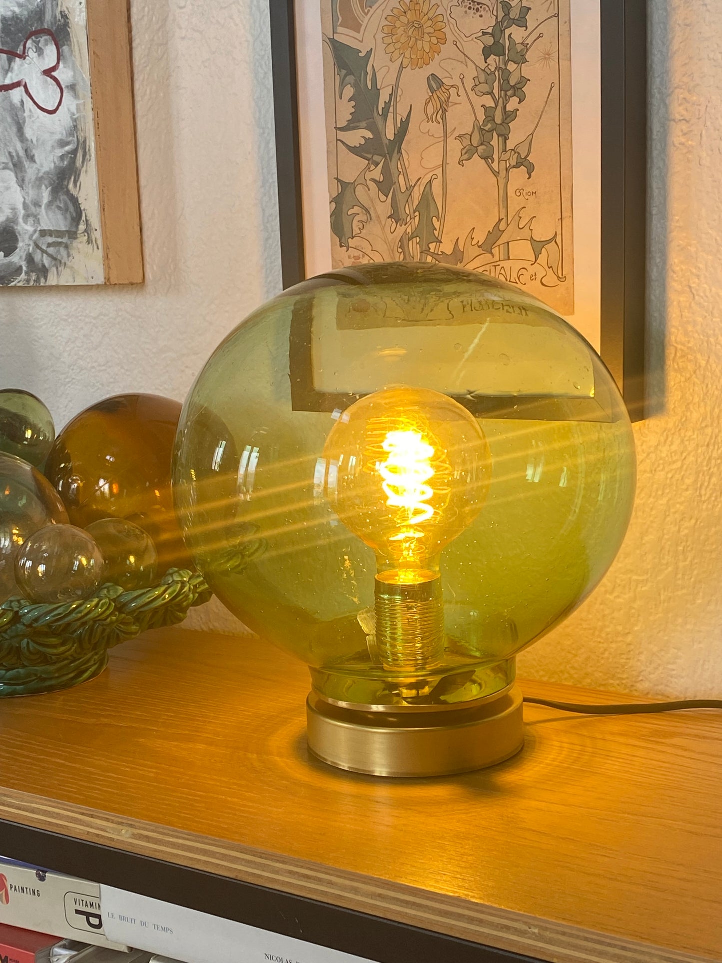 Lampe vintage en verre soufflé