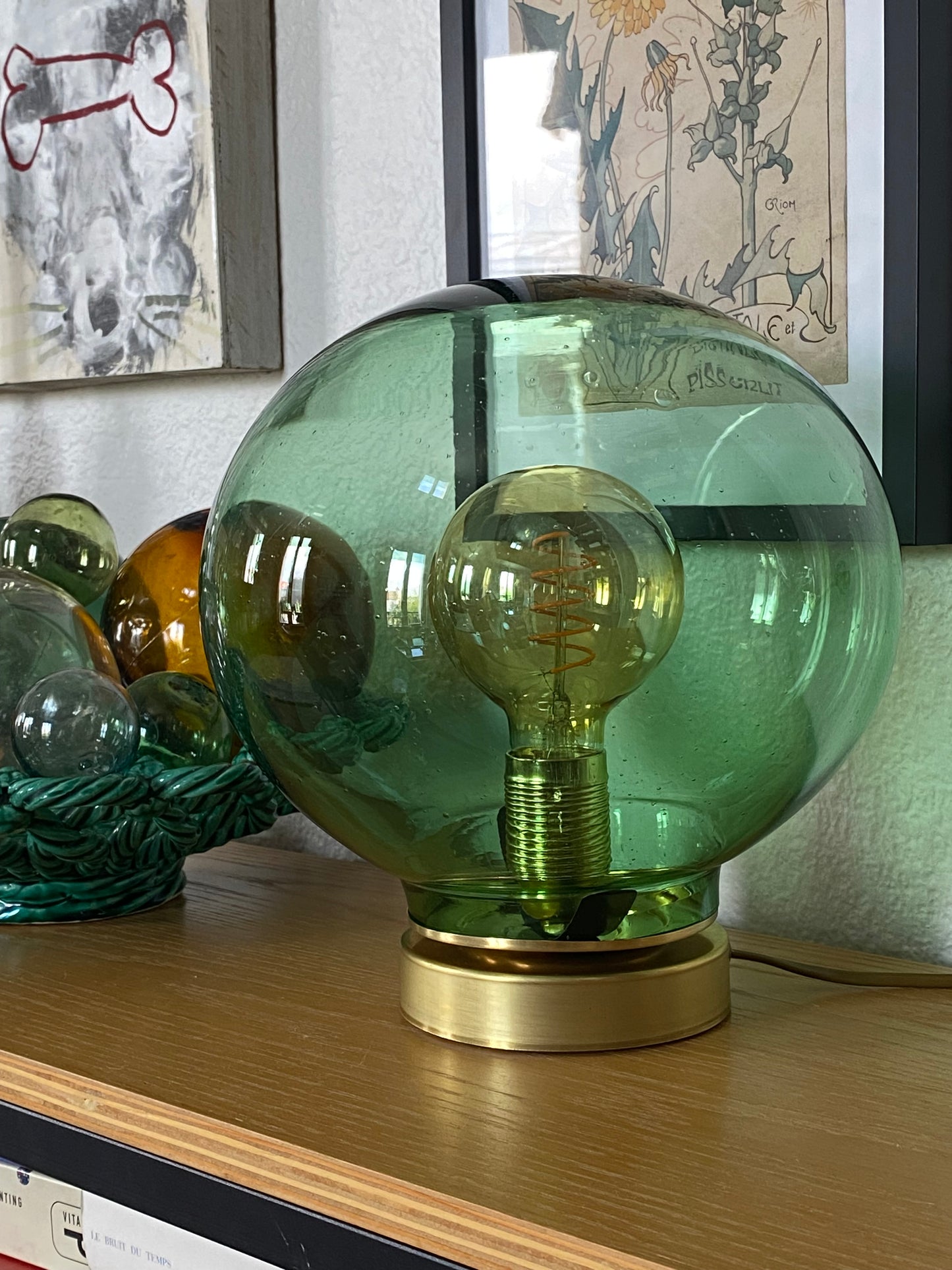 Lampe vintage en verre soufflé