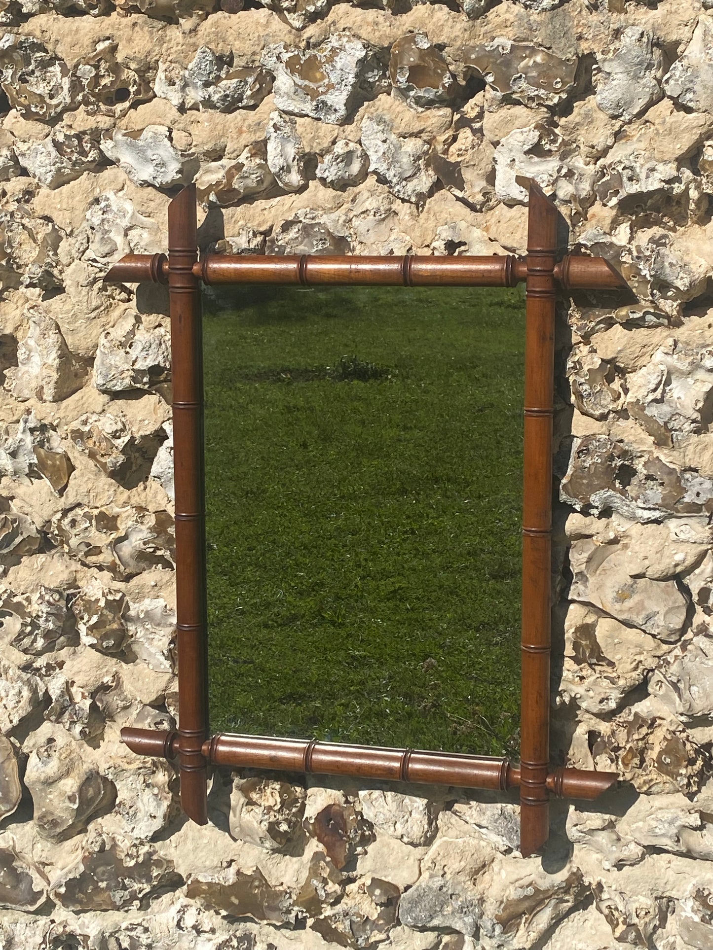 Miroir en bois imitation bambou