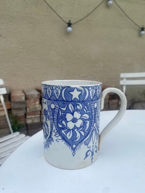 Tasse et chope en porcelaine opaque de Gien - motifs bleus