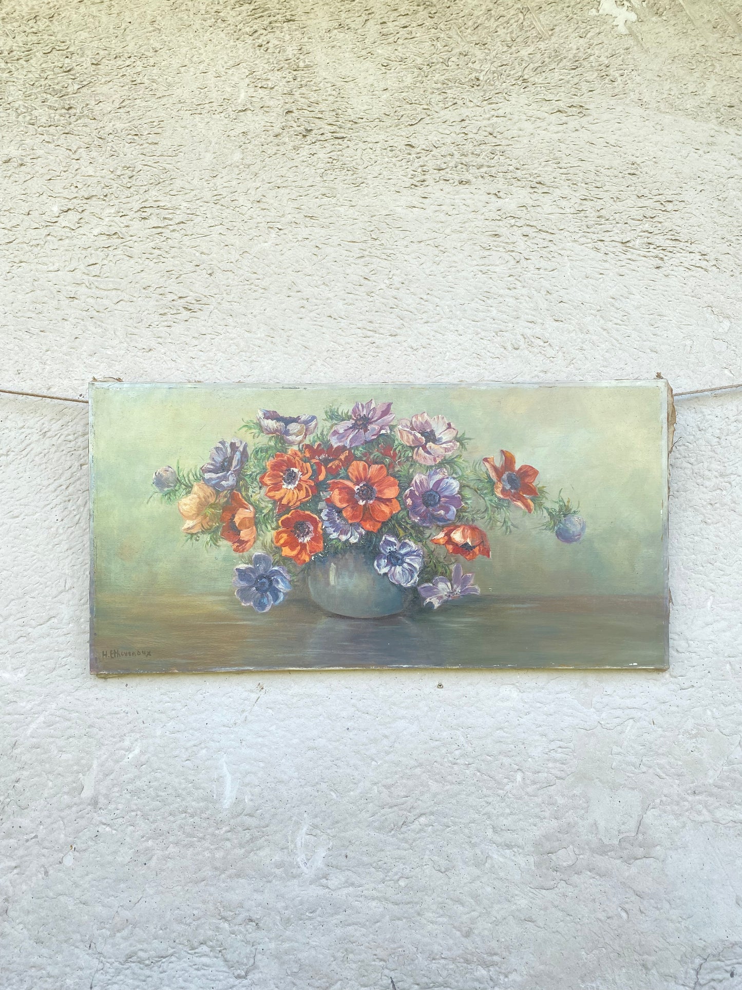 Tableau nature morte aux anémones