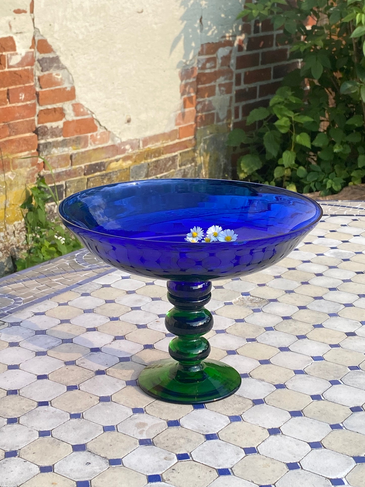 Grande coupe en verre soufflé d’Empoli